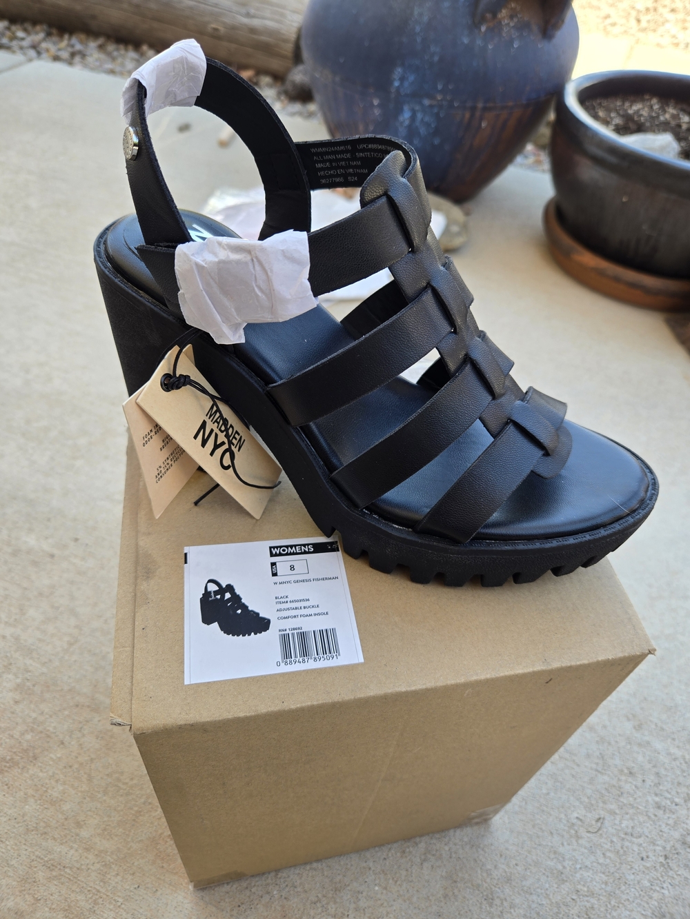Modern Black Strappy Platform Heels by Madden NYC